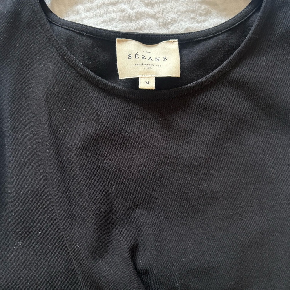 Sezane Black Sleeveless Maxi Dress with Waist Tie - Picture 6 of 13